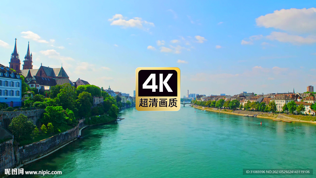 短视频素材河流两岸的城镇