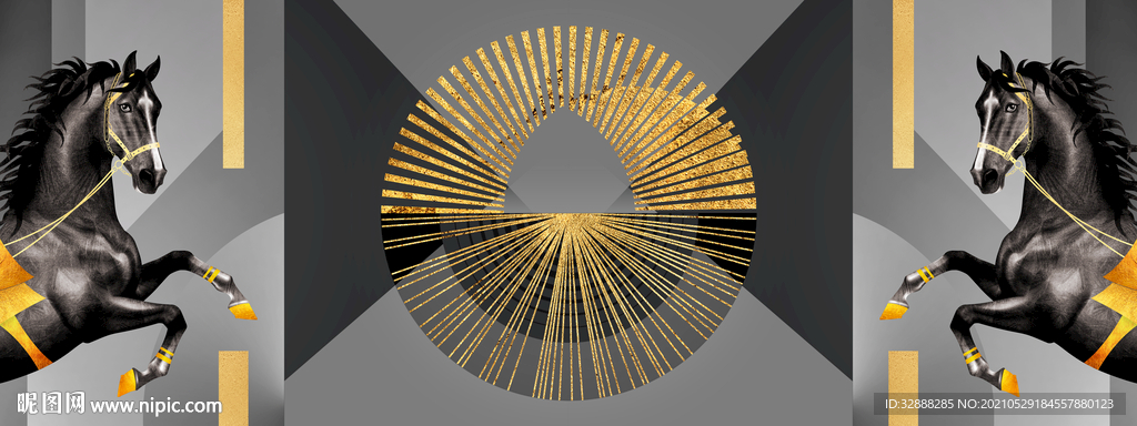 骏马几何装饰画