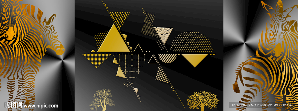 金色斑马装饰画