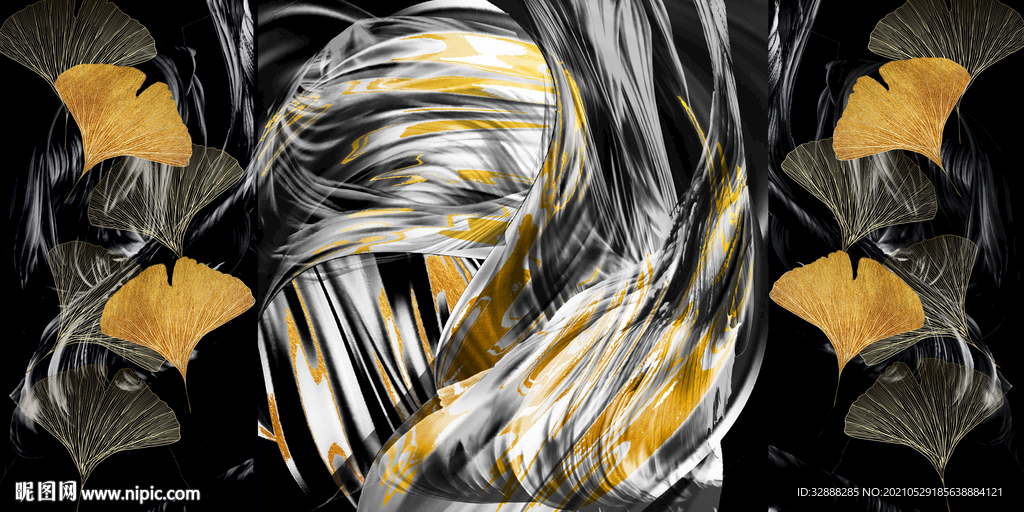 抽象银杏叶装饰画