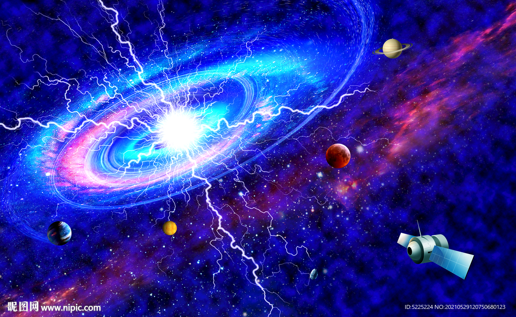 闪电星空