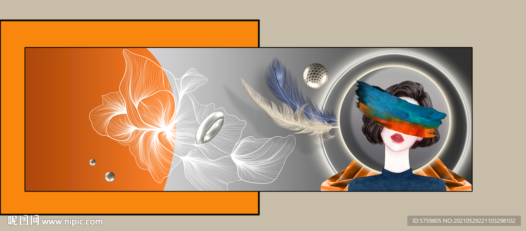 新中式客厅二联装饰画 