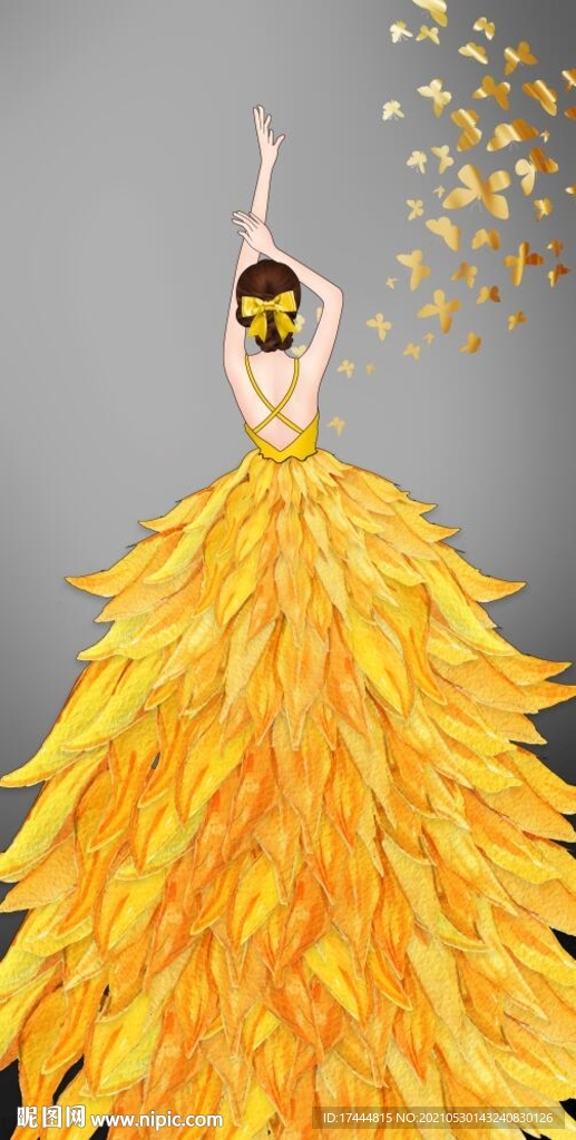 现代抽象美女蝴蝶女性装饰画