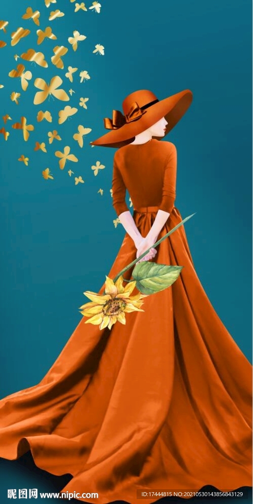 花卉美女手绘油画重彩装饰画玄关