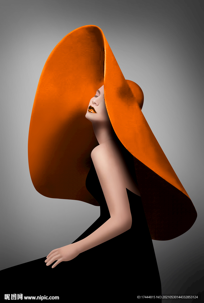 后现代抽象爱马仕橙女性装饰画