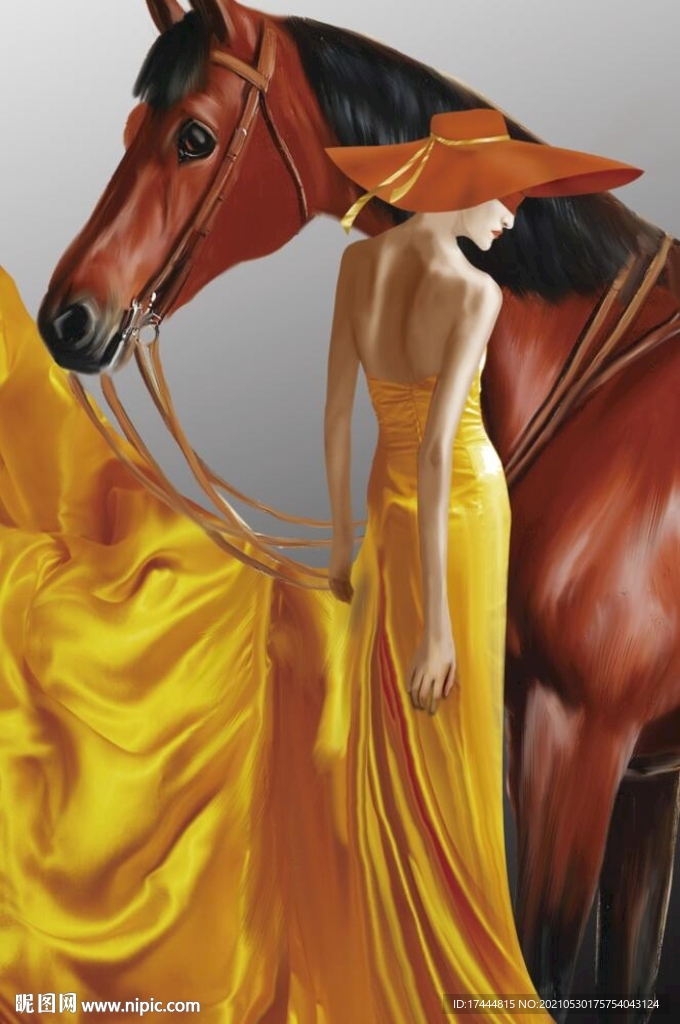 后现代抽象富贵美女女性装饰画