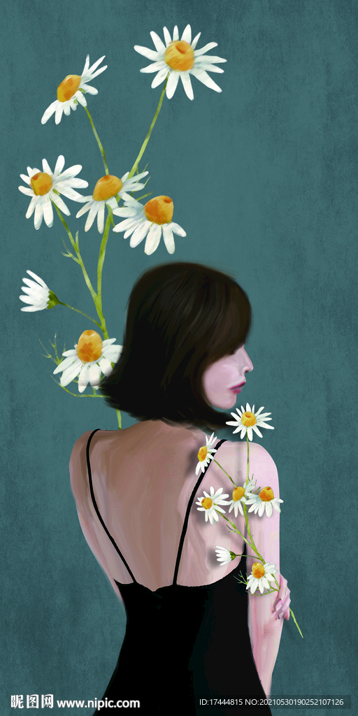 花卉美女手绘油画重彩装饰画玄关