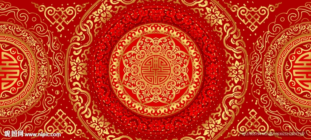 红金色传统矢量舞台背景