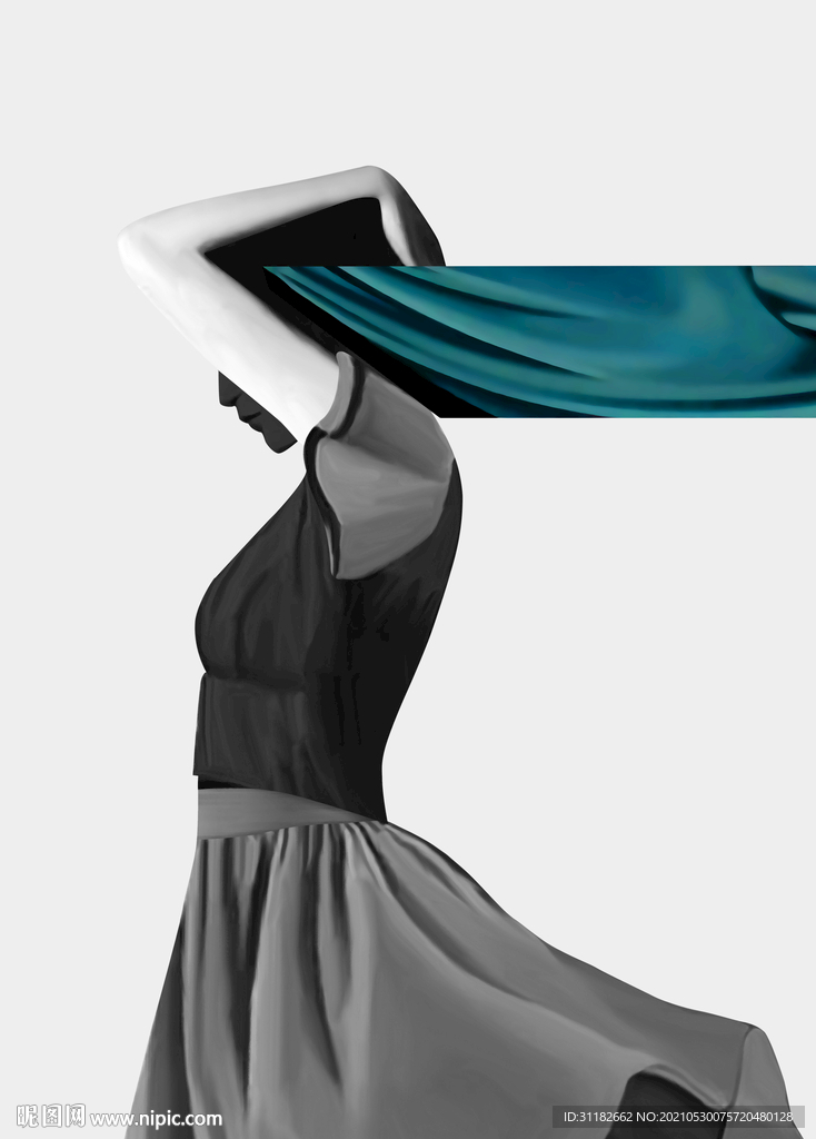 女孩侧影装饰画