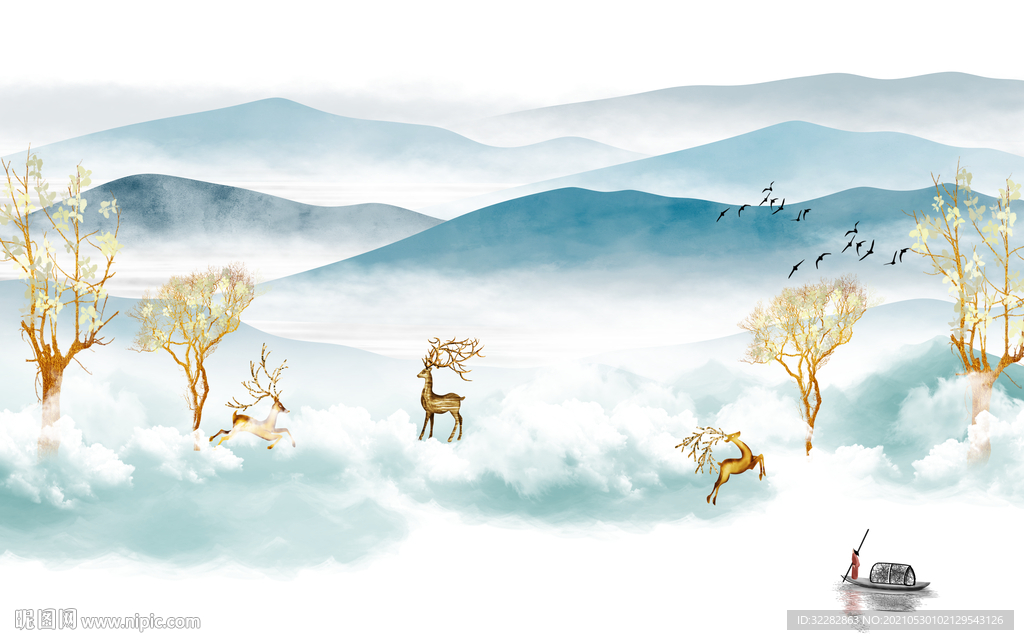 简约现代风新山水 文件分层 