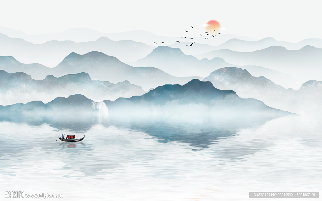 新中式山水背景墙