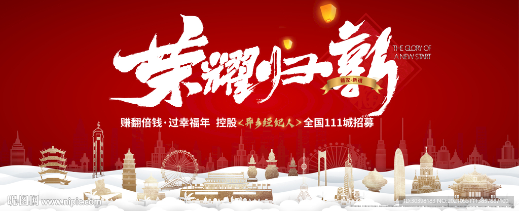 城市元素剪影返乡置业画面