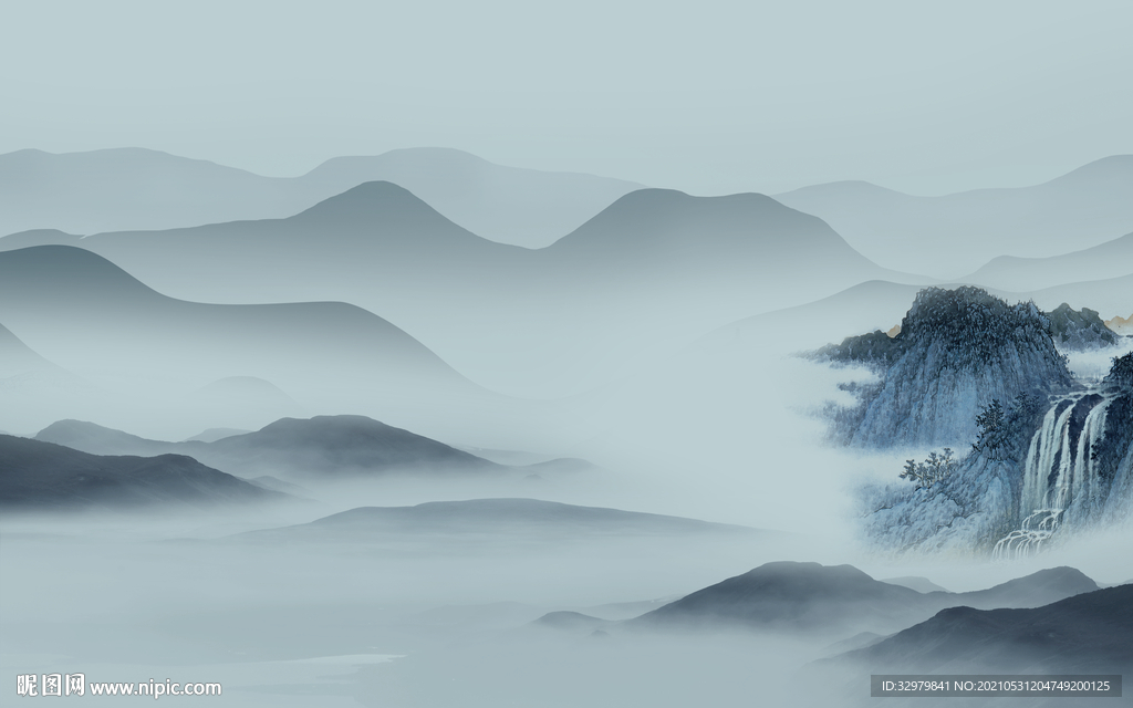 最新高档新款山水 文件分层 