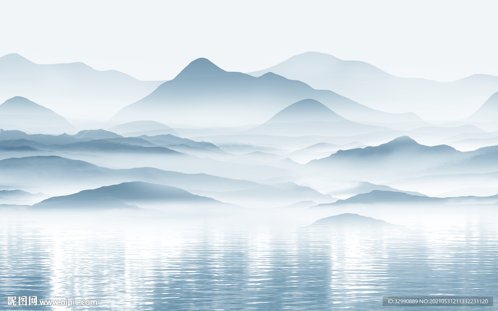 简约新背景山水画 文件分层画