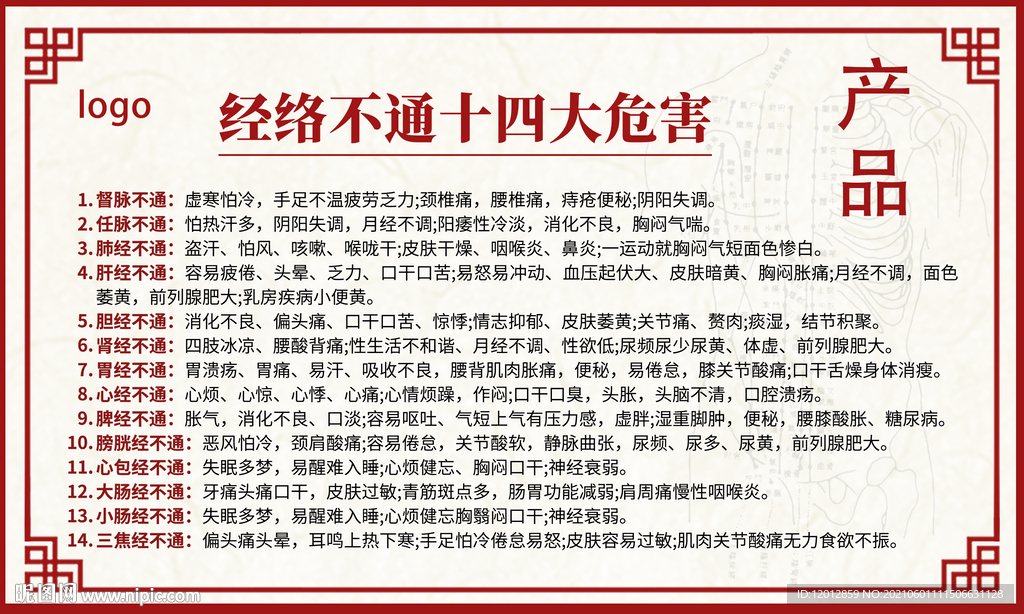经络不通危害广告海报图片