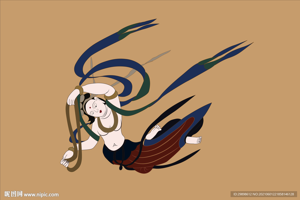 敦煌莫高窟305窟壁画飞天