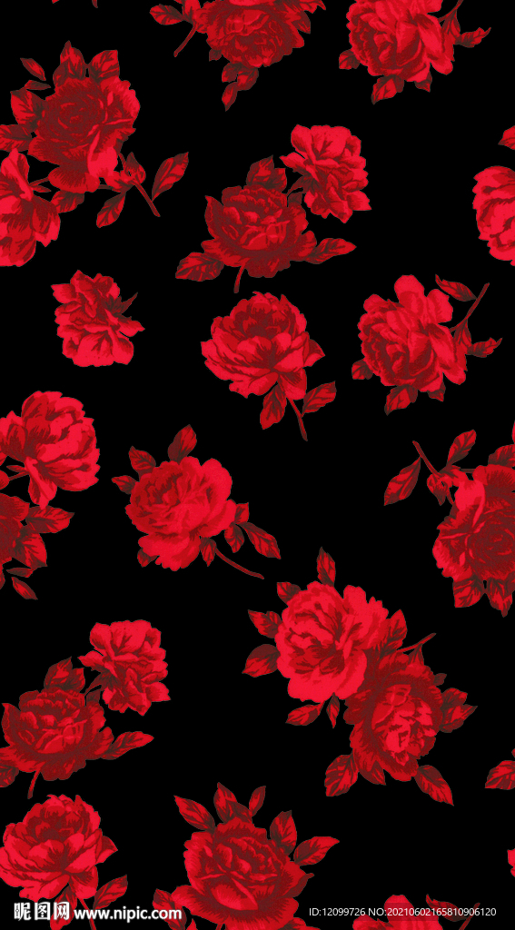 火红玫瑰花印花裙