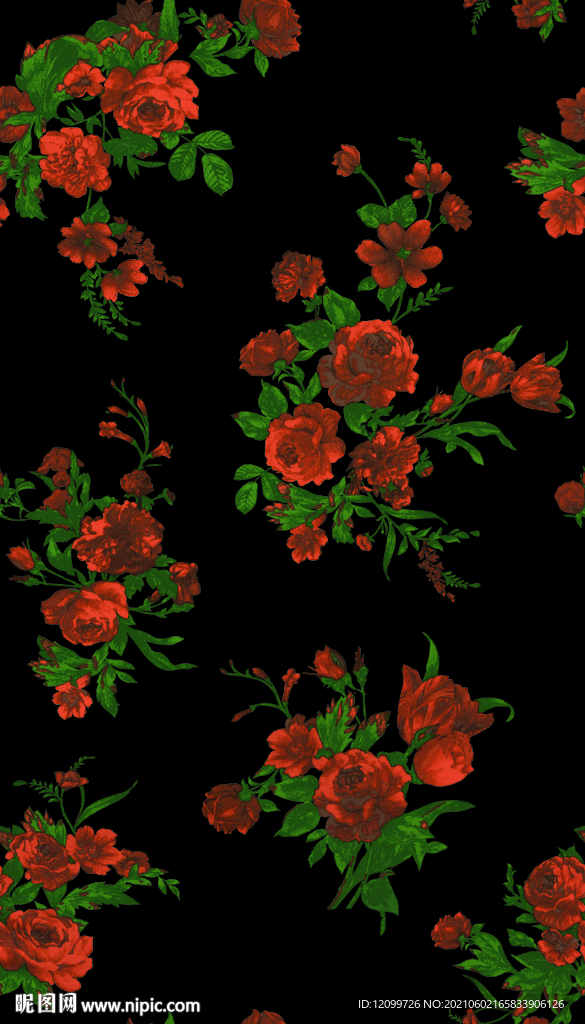 玫瑰花数码印花