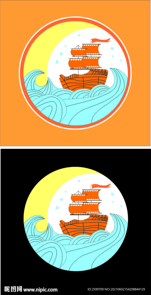 帆船海浪