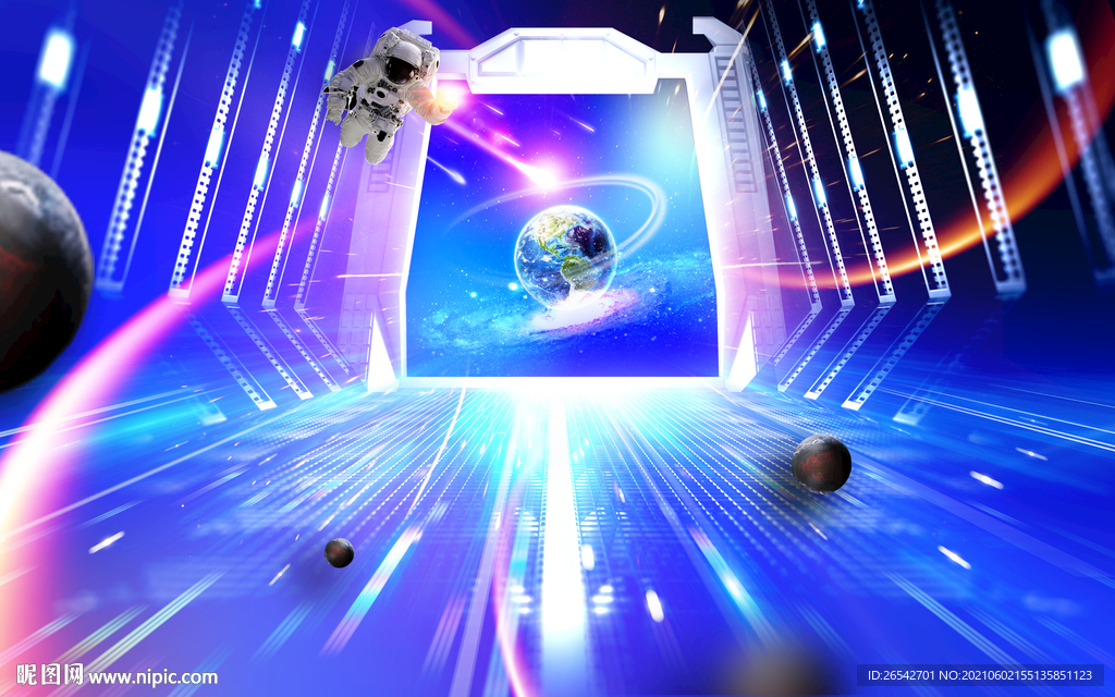 立体飞船舱门酒吧KTV3D背景