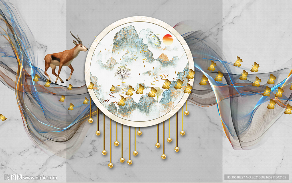 新中式现代电视背景墙