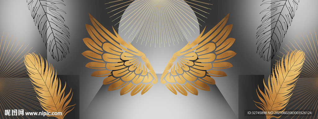羽毛翅膀装饰画