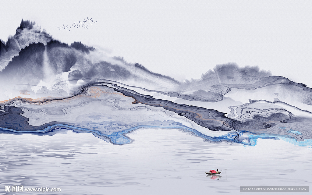 大气 新山水无框画 文件分层画