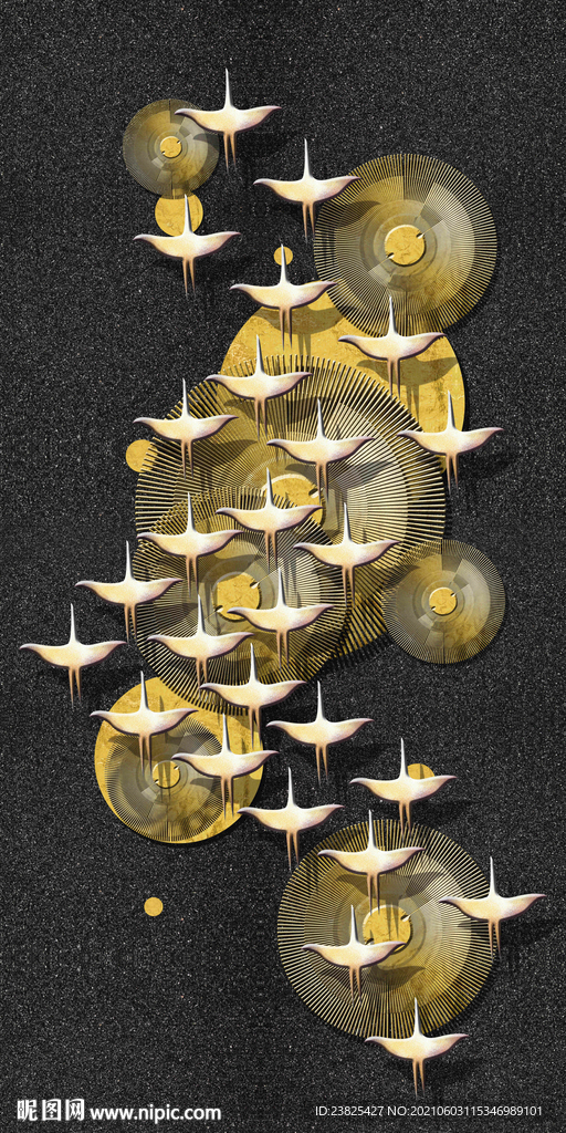 北欧简约抽象金色飞鸟玄关装饰画
