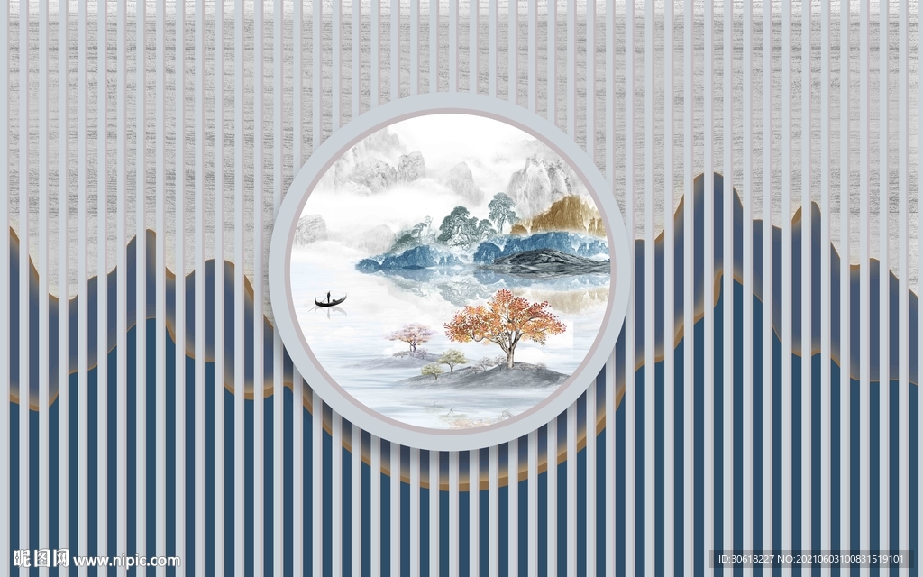 新中式现代电视背景墙