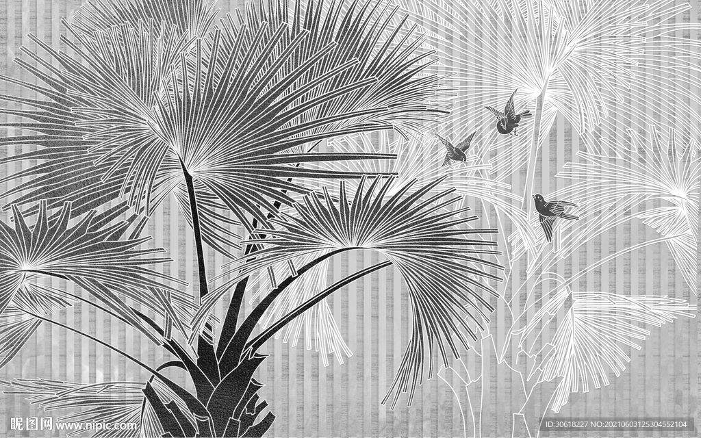 粽树北欧背景墙 