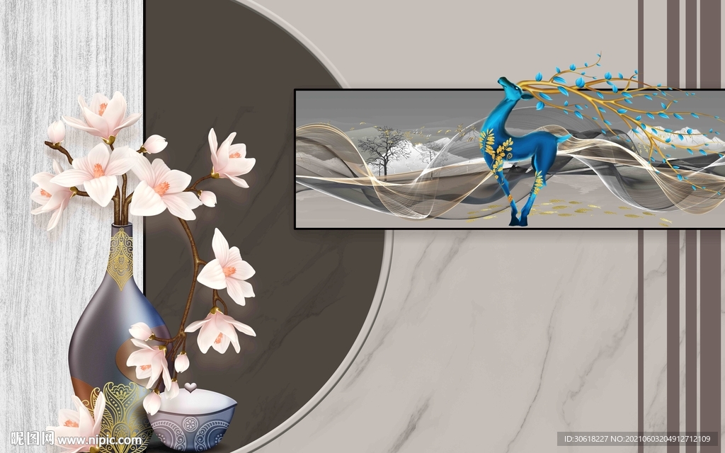 新中式现代电视背景墙