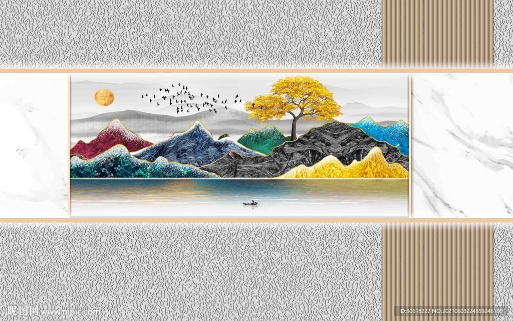 新中式现代电视背景墙