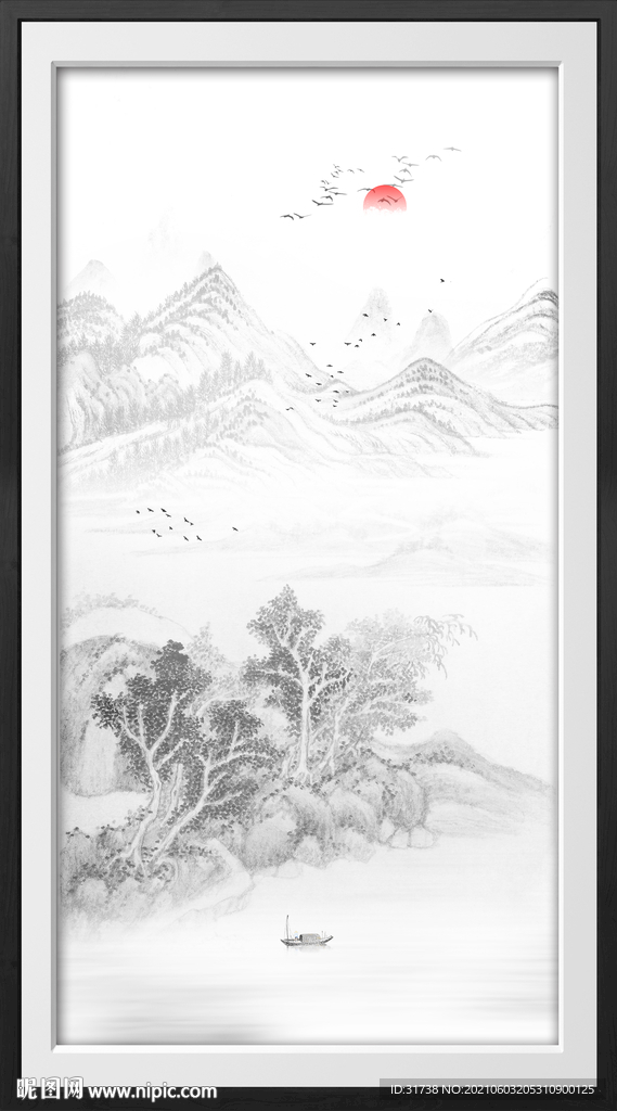 竖幅山水画
