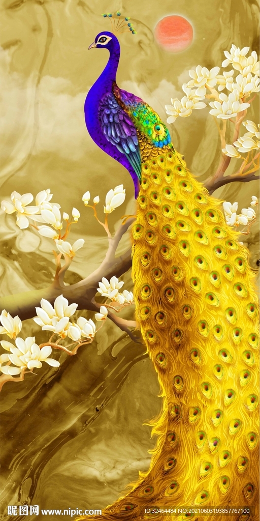 富贵吉祥孔雀牡丹