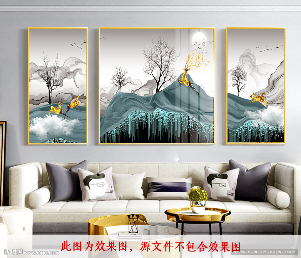 麋鹿飘带装饰画