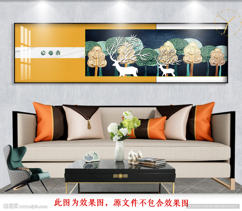 麋鹿树林装饰画