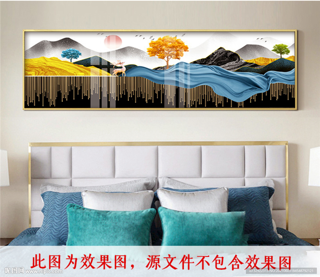 麋鹿山水装饰画