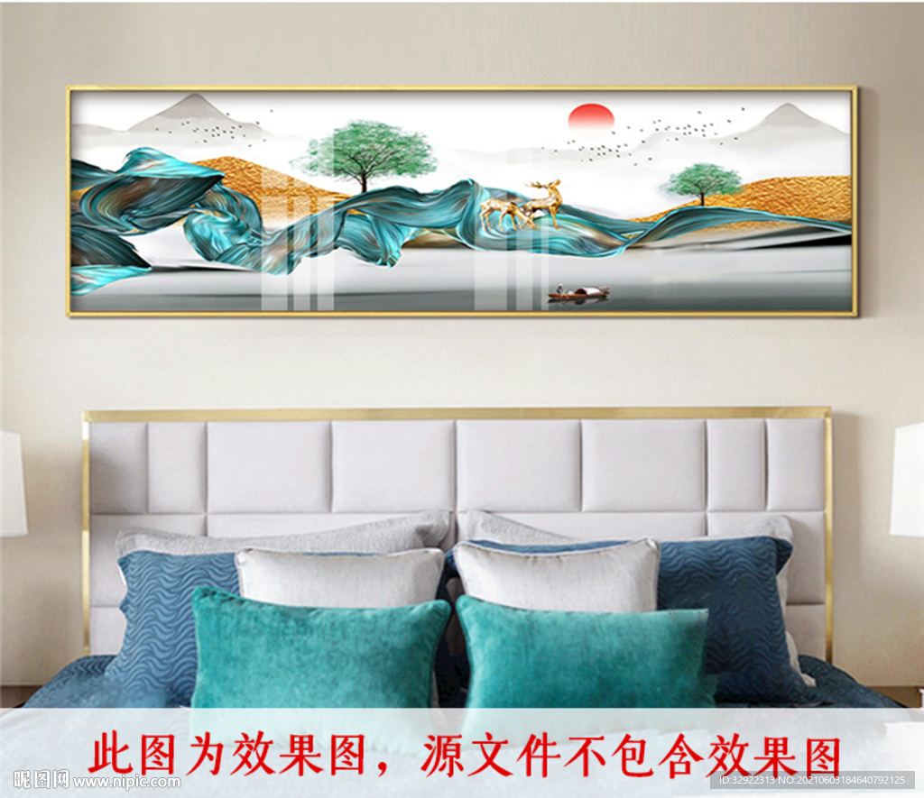 麋鹿山水装饰画