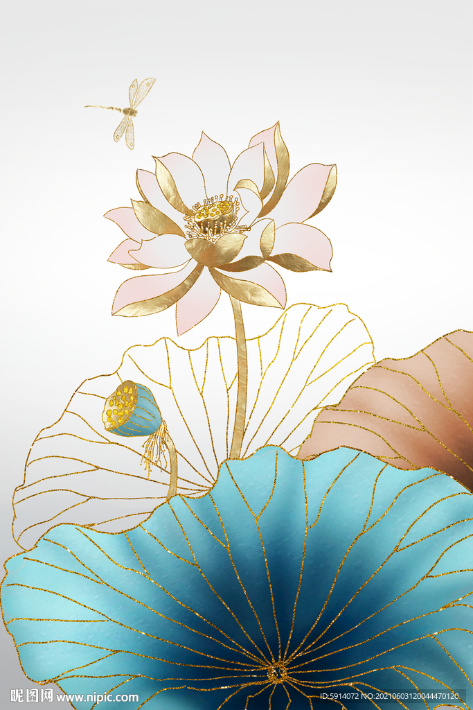 晶瓷画 三联画 荷花