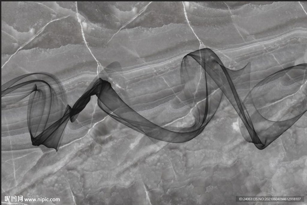 奢华灰岩板大板抽象线条背景墙