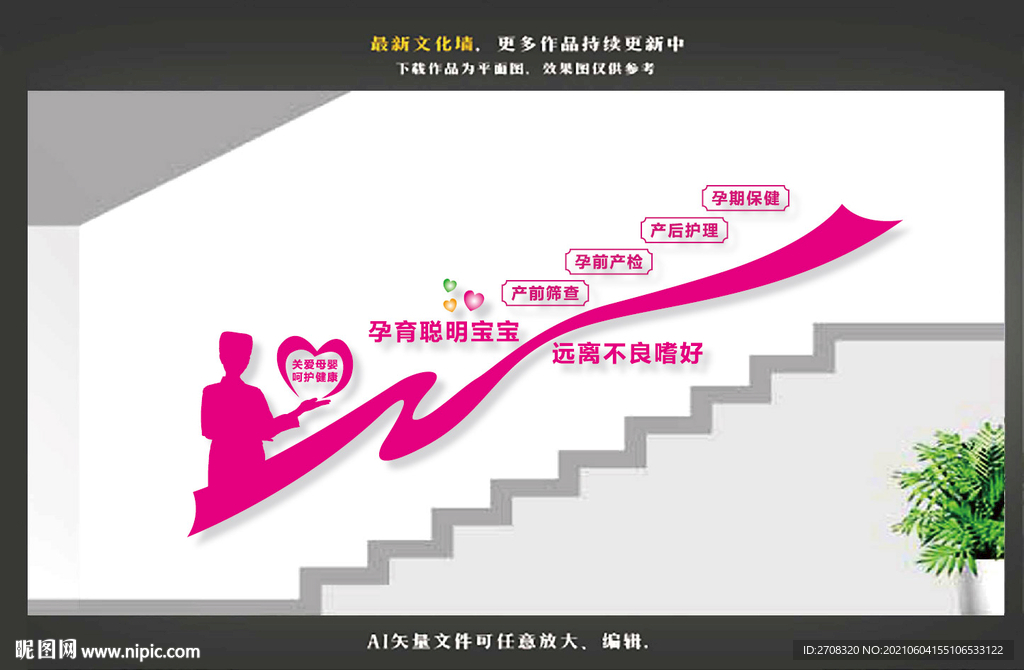 妇幼楼梯文化墙