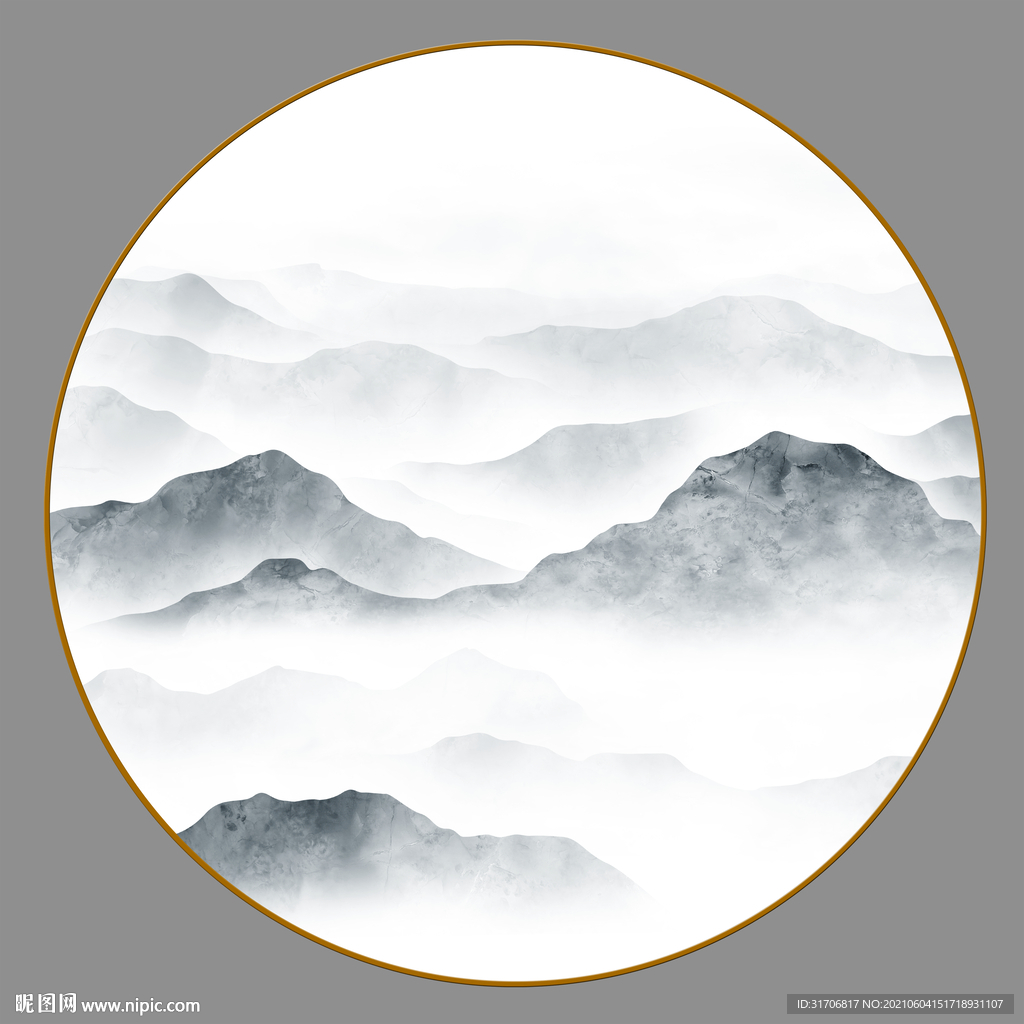 圆形山水画