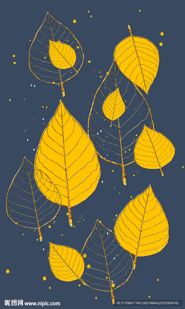金色线条树叶