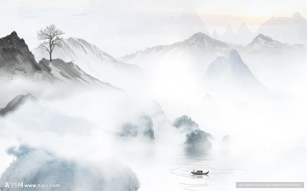 新中式山水背景墙