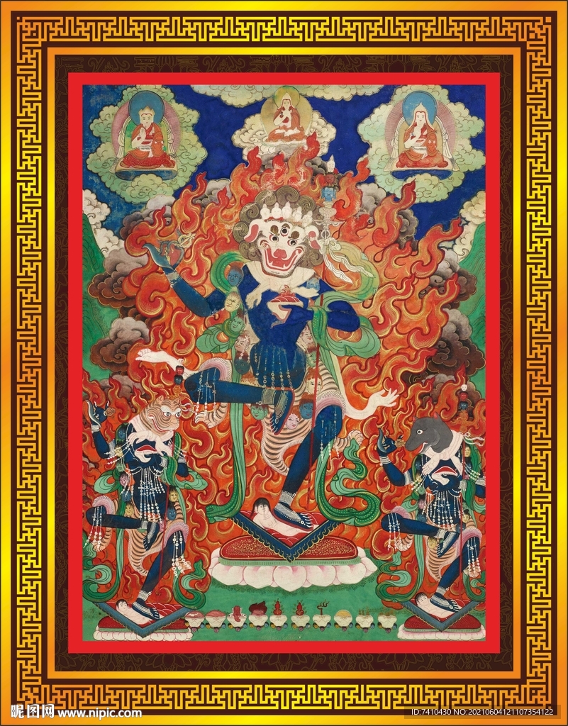 狮面空行母唐卡