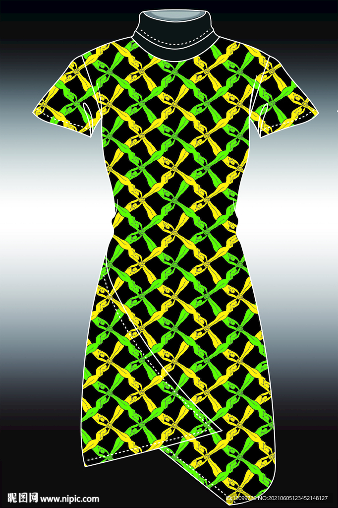 高品大牌数码人像印花连衣裙