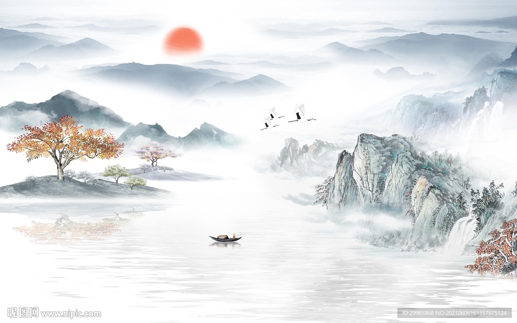 意境山水新款画 tif分层 