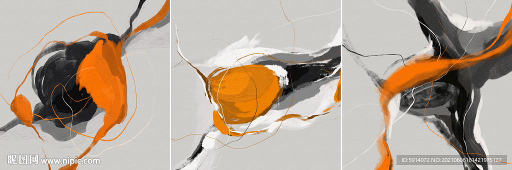 装饰画 三联画 抽象图