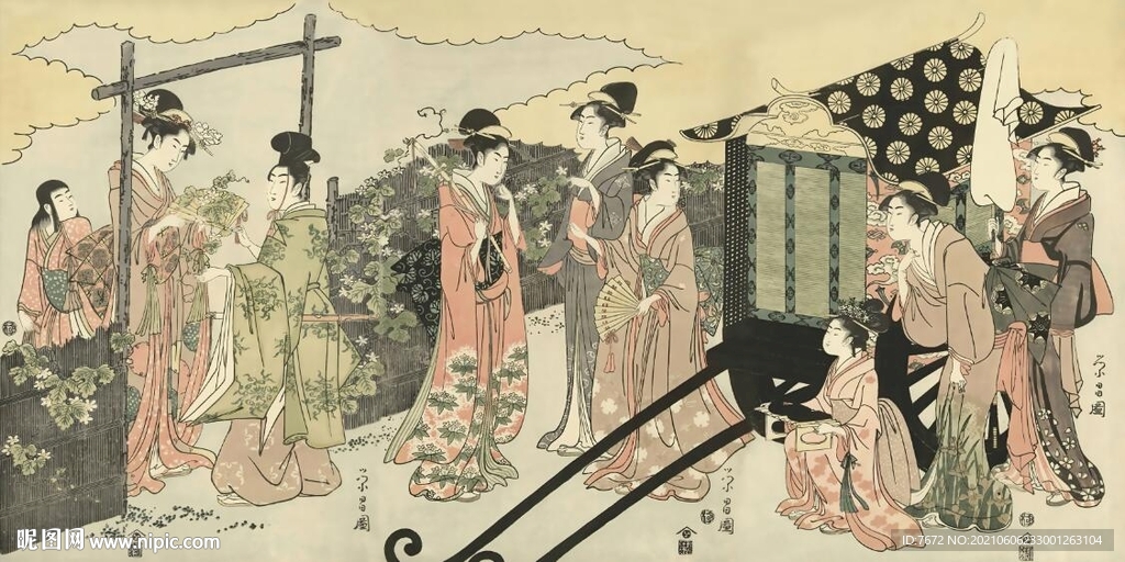 日式浮世绘仕女图