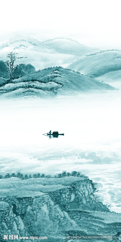 蓝色大气唯美玄关 TIF分层